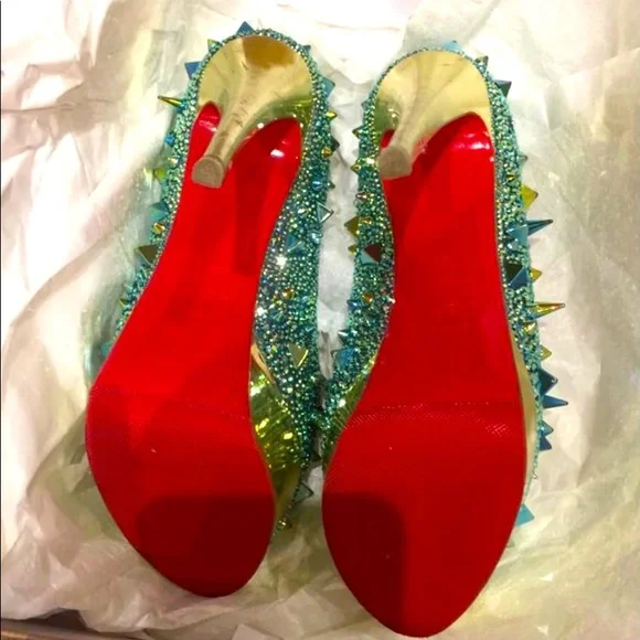 Christian Louboutin Very Mix 150mm Pot Pourri Aqua size 39. - Picture 2 of 12